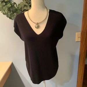 Talbots Black Double V-neck Sweater